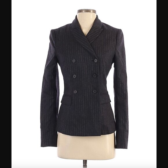 Joseph Blazer 4 Double Breasted Pinstripe Banker Flanelle Virgin Wool Luxury - Picture 1 of 8